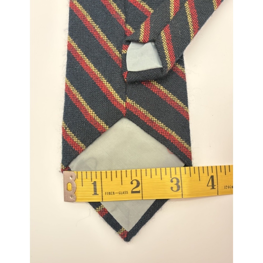 Marino Silk Classic Necktie Navy Red & Yellow Striped Design Necktie - Picture 7 of 8